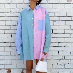 BLANCA by RELIQUIA COLLECTIVE Benny Oversize Colorblock Stripe Cotton Shirt